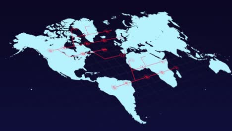 Blue-world-map-with-growing-red-network-of-connected-icons-on-black-background