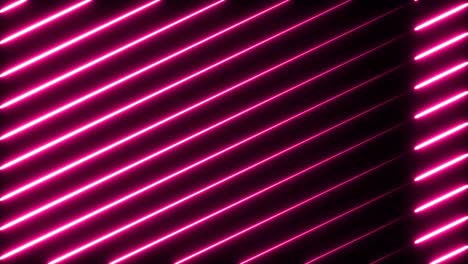 Animation-of-multiple-glowing-neon-pink-diagonal-lines-moving-on-seamless-loop