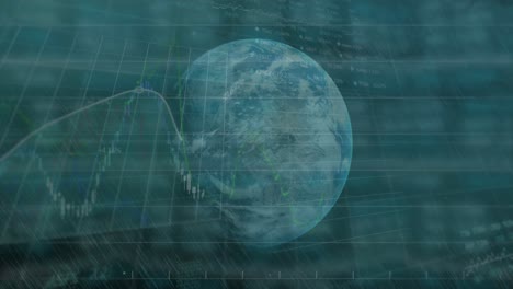 Animation-Der-Finanzdatenverarbeitung-über-Die-Drehung-Des-Globus