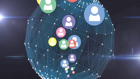Animation-of-digital-social-media-icons-over-globe-of-network-of-connections