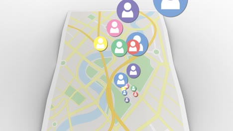 Animation-of-multiple-colourful-digital-social-media-people-icons-over-map