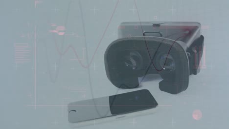 Animation-Von-Linien-Und-Datenverarbeitung-über-Smartphone-Und-VR-Headset