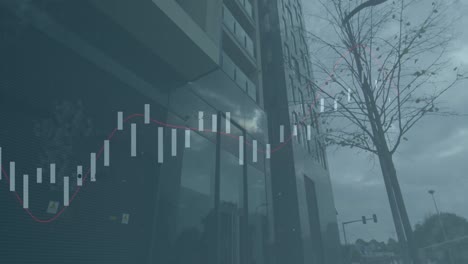 Animation-Der-Finanzdatenverarbeitung-über-Einem-Modernen-Bürogebäude