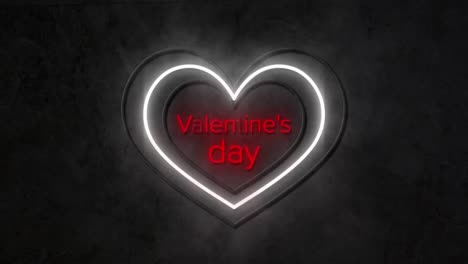 Animation-of-valentines-day-in-red-with-white-and-yellow-concentric-neon-hearts-flashing-on-dark-bac