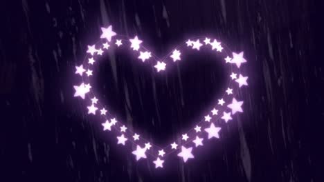 Animation-of-heart-shape-of-glowing-pink-stars-twinkling-on-dark-textured-background