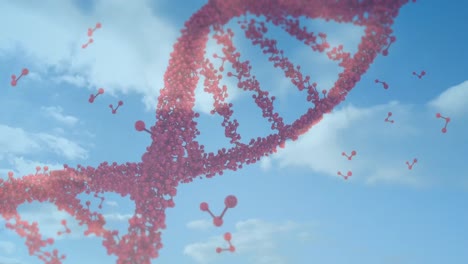 Animation-Des-Spinnens-Und-Der-Datenverarbeitung-Eines-3D-DNA-Strangs-über-Einem-Schlafenden-Baby