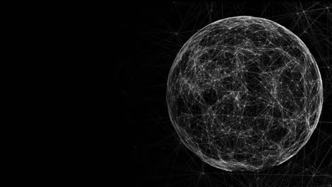 Animation-of-spinning-globe-of-network-of-connections-on-black-background