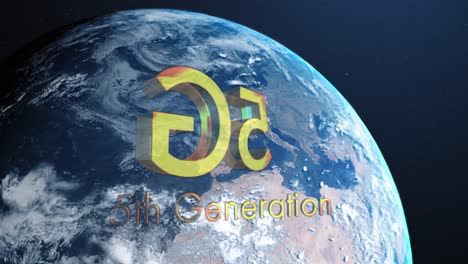 Digitale-Animation-Von-5g-Text-über-Sich-Drehendem-Globus-Auf-Blauem-Hintergrund