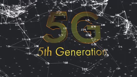 Digital-animation-of-5g-text-against-network-of-connections-on-black-background