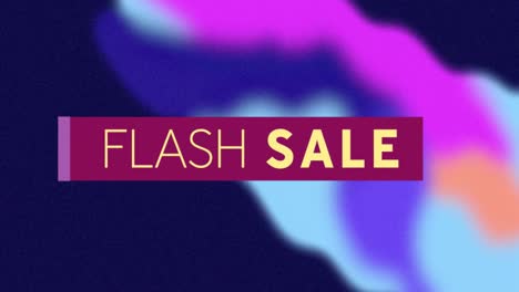 Animation-of-flash-sale-text-in-yellow-letters-with-vibrant-blurred-trails
