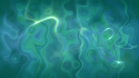 Animation-of-glowing-light-trails-over-liquid-green-to-blue-background