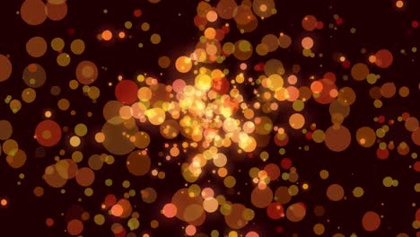 Animation-of-glowing-orange-spots-moving-on-brown-background