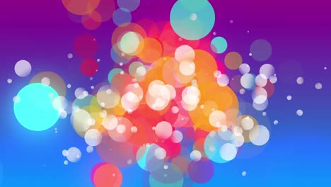 Animation-of-multiple-colourful-vibrant-spots-moving-on-purple-background