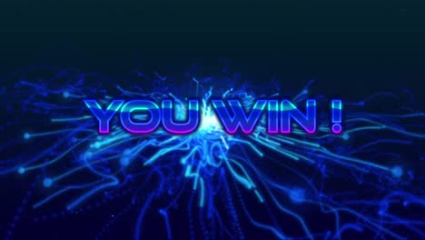 Animation-of-you-win-text-in-blue-metallic-letters-over-explosion-of-blue-light-trails
