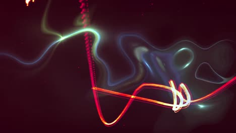 Animation-of-glowing-red-lines-over-blue-and-green-liquid-background