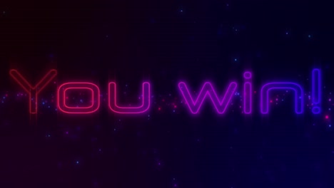 Animation-of-you-win-text-in-flickering-neon-letters-over-blue-and-red-spotlights