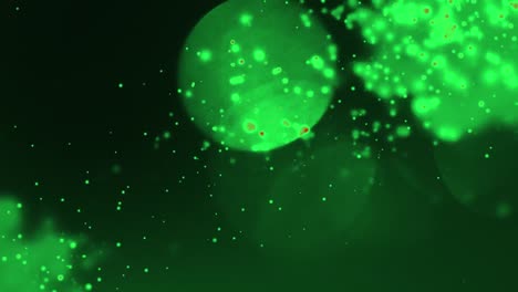 Animation-of-green-spots-of-light-and-flashing-red-light-moving-on-seamless-loop