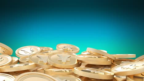 Animation-of-gold-coins-on-blue-background