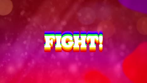 Digital-animation-of-rainbow-effect-fight-text-against-spots-of-light-on-red-background
