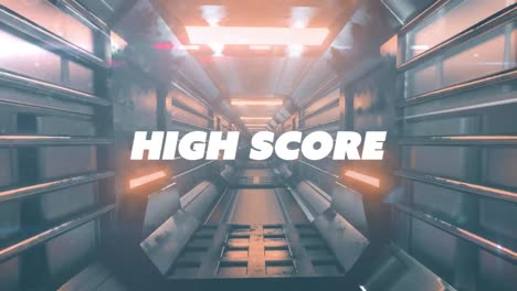 Digital-animation-of-high-score-text-against-glowing-tunnel