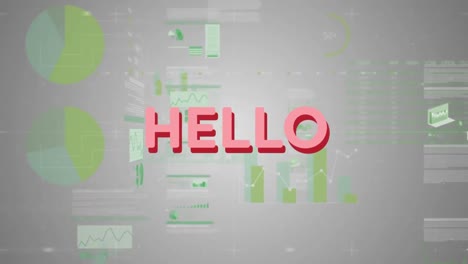 Digital-animation-of-hello-text-against-digital-interface-with-data-processing-on-grey-background