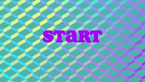 Digital-animation-of-start-text-against-neon-cube-gradient-background