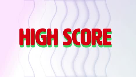 Digital-animation-of-high-score-text-against-moving-concentric-waves-on-white-background