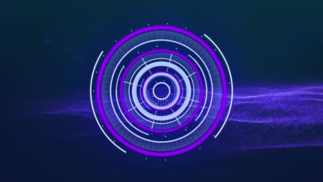 Animation-of-scope-scanning-and-waving-purple-mesh-n-background