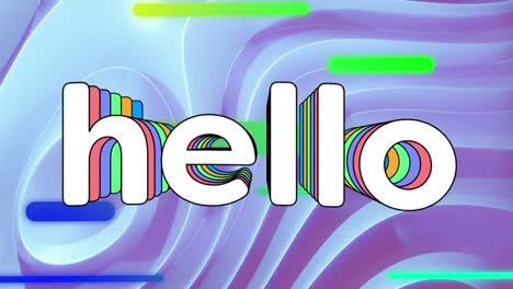 Digital-animation-of-hello-text-over-moving-green-shapes-against-liquid-texture-background