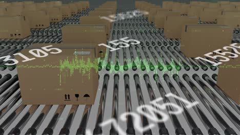 Animation-of-numbers-changing-and-data-processing-over-cardboard-boxes-on-conveyor-belts