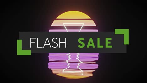 Animation-of-flash-sale-text-over-digital-sunset