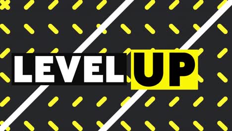Animation-of-level-up-text-over-yellow-shapes-changing