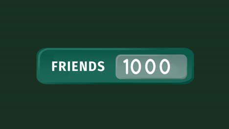 Animation-of-numbers-changing-and-friends-text-in-green-banner-over-green-background
