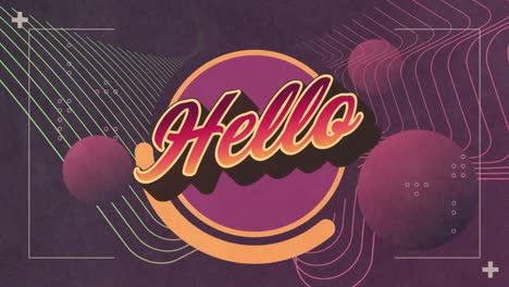 Animation-of-hello-text-over-purple-abstract-shape-changing-and-waving