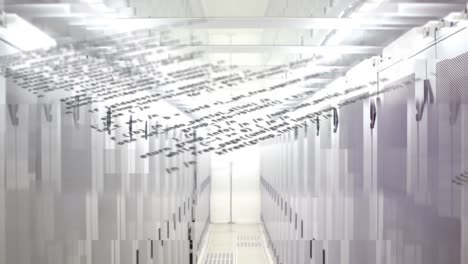 Animation-of-data-processing-over-tech-room-with-computer-servers