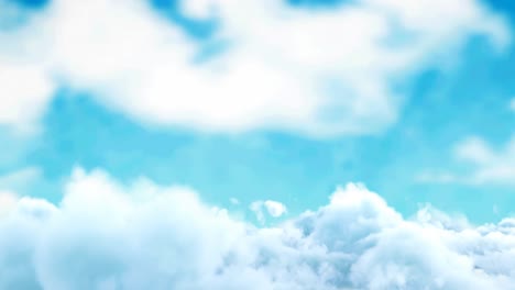 Animation-of-white-clouds-moving-slowly-on-blue-sky