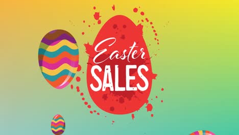 Animation-of-easter-sales-text-over-easter-eggs-on-gradient-green-to-yellow-background