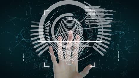 Animation-of-data-processing-with-biometric-fingerprint-and-scope-scanning