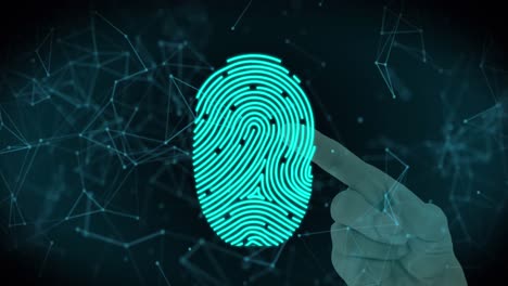 Animation-Von-Online-Sicherheitsvorhängeschlössern-Und-Biometrischem-Fingerabdruck-Mit-Netzwerken-Von-Verbindungen
