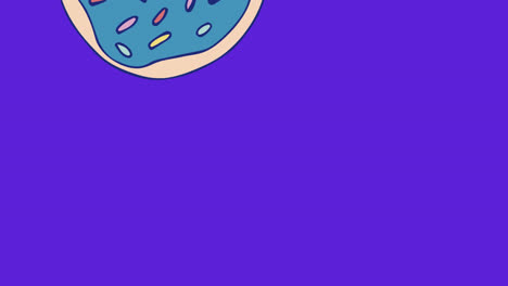 Digital-animation-of-light-trails-over-donut-floating-against-blue-background