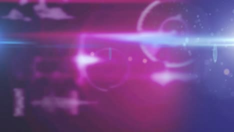 Digitale-Animation-Von-Lichtflecken-Und-Datenverarbeitung-Vor-Violettem-Hintergrund