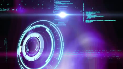 Digitale-Animation-Eines-Rundscanners-Und-Der-Datenverarbeitung-Vor-Violettem-Hintergrund