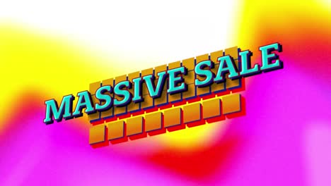 Digital-animation-of-massive-sale-text-against-yellow-and-pink-gradient-background