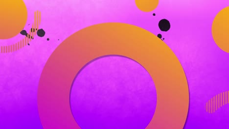 Animation-of-vibes-text-over-circles-in-pink-and-orange-on-purple-background