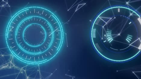Animation-Des-Scannens-Von-Zielfernrohren-Und-Verbindungsnetzwerken-Auf-Blauem-Hintergrund