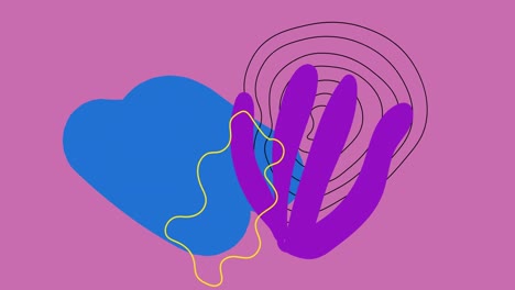 Animation-Lebendiger-Violetter-Und-Blauer-Abstrakter-Formen,-Die-Sich-Auf-Rosa-Hintergrund-Bewegen