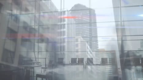 Animation-of-business-people-walking-in-fast-pace-over-cityscape