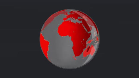 Animation-of-interface-with-red-and-grey-globe,-connections-and-data-information-moving-on-black