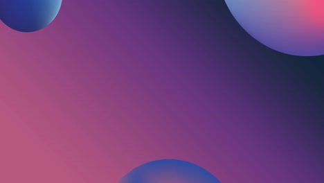 Animation-of-gradient-blue-to-pink-spheres-on-pink-to-purple-background