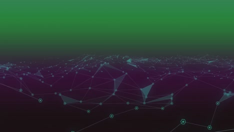 Animation-of-network-of-connections-over-green-to-purple-background